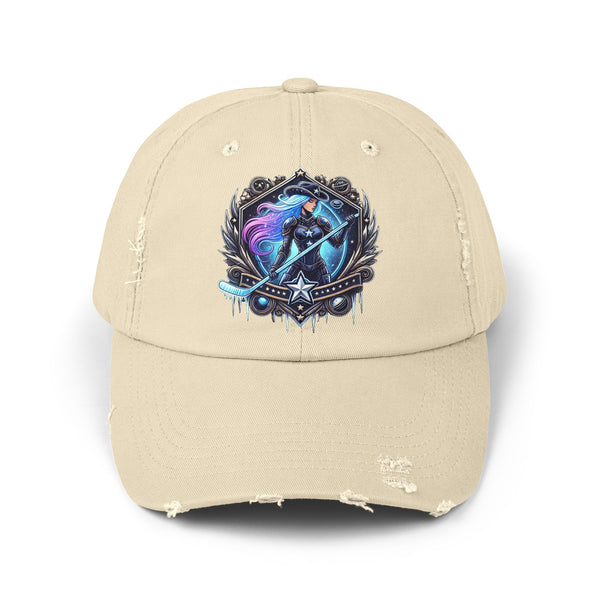 Cowgirl Hockey Player - Distressed Cap | The Cosmic Cowgirl Crest Design