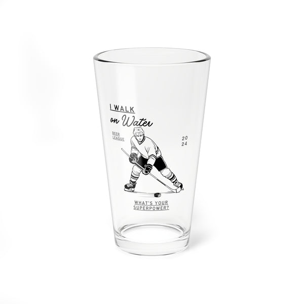 I Walk on Water Hockey Player - 16oz Glass