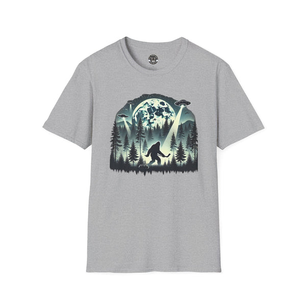 Bigfoot Sasquatch Yeti Hockey T-Shirt | UFO - Drone - Mountains Shirt