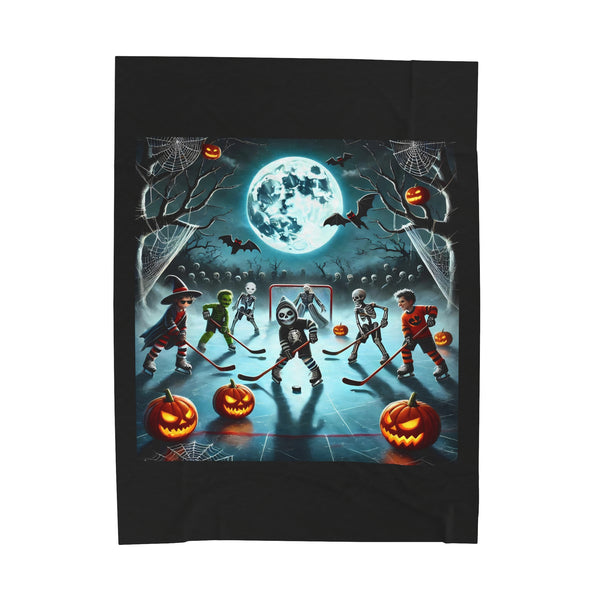 Halloween & Hockey - Velveteen Plush Blanket