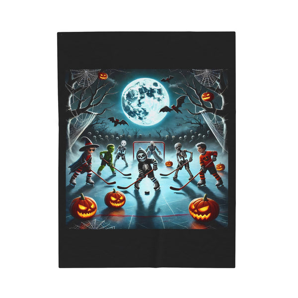 Halloween & Hockey - Velveteen Plush Blanket