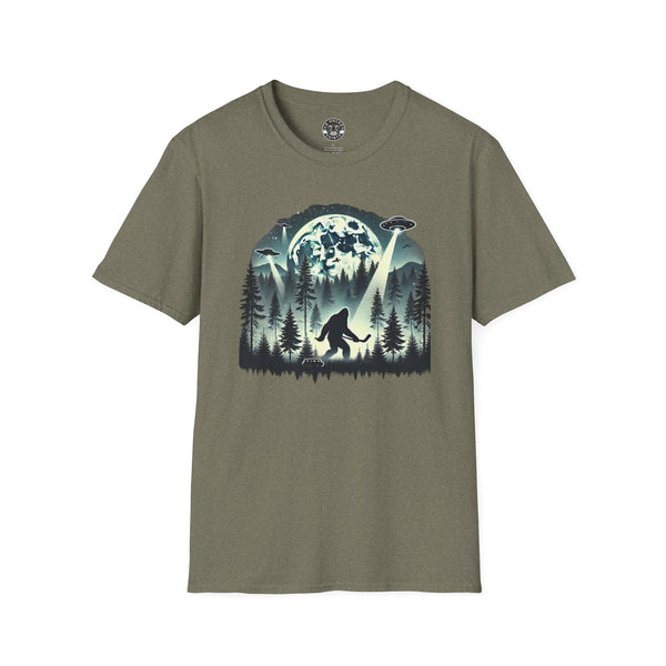 Bigfoot Sasquatch Yeti Hockey T-Shirt | UFO - Drone - Mountains Shirt