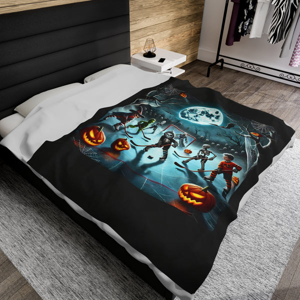 Halloween & Hockey - Velveteen Plush Blanket