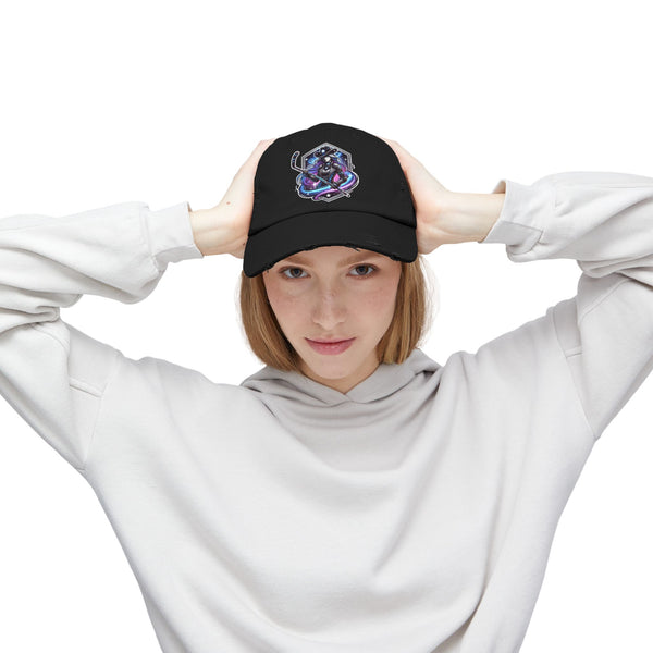 Woman Hockey Player Cosmic Cowgirl Distressed Cap