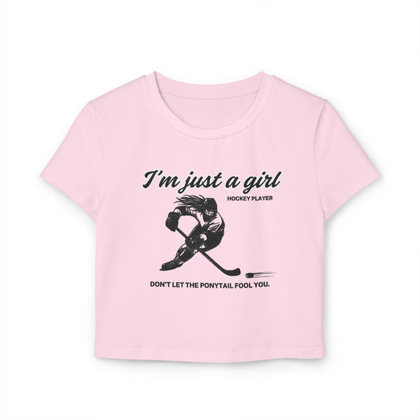 I'm Just a Girl Hockey Player Women's Cropped Tee