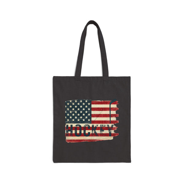 Vintage US Hockey Tote Bag | American Flag - Cotton Canvas