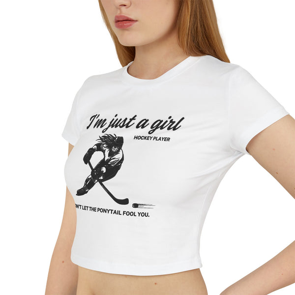 I'm Just a Girl Hockey Player Women's Cropped Tee