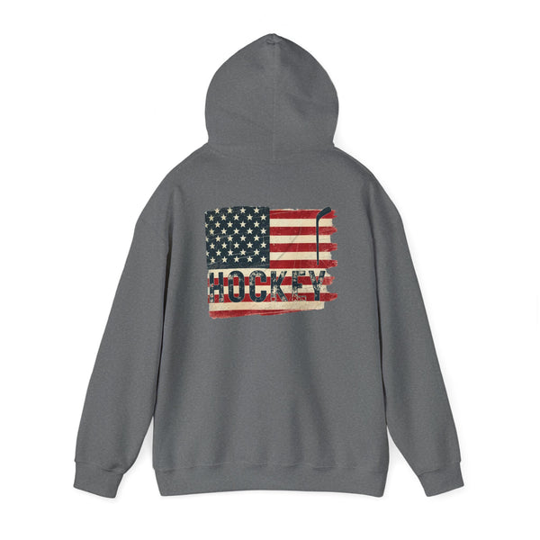 USA Hockey Sweatshirt Hoodie | Vintage American Flag Front & Back