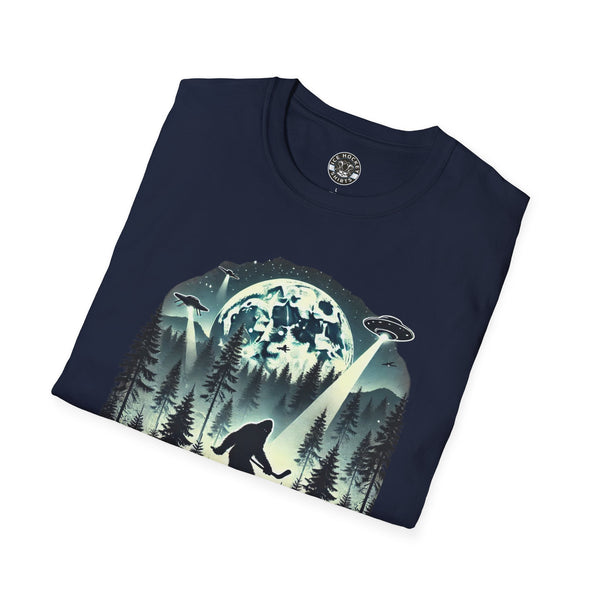 Bigfoot Sasquatch Yeti Hockey T-Shirt | UFO - Drone - Mountains Shirt