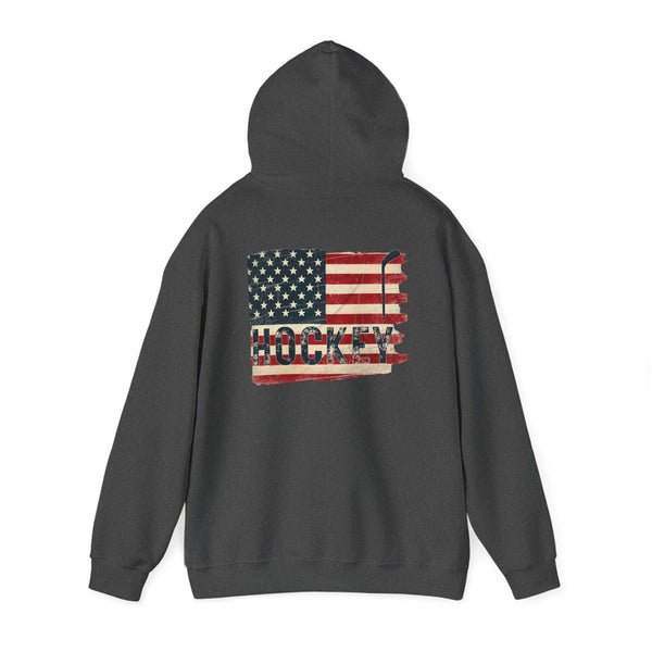 USA Hockey Sweatshirt Hoodie | Vintage American Flag Front & Back