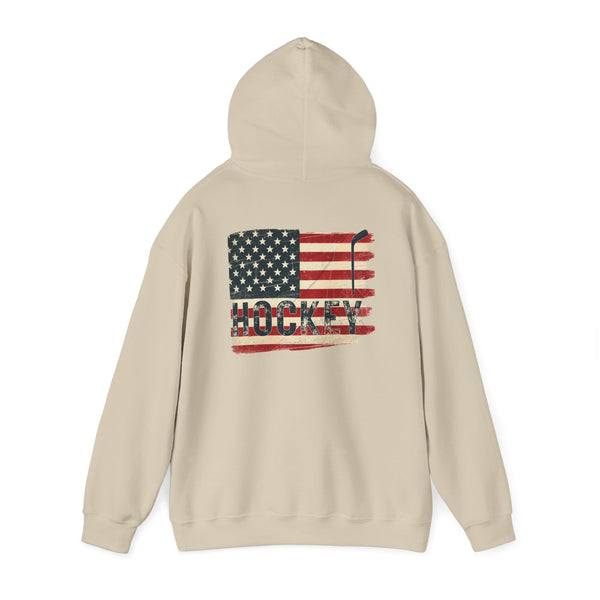 USA Hockey Sweatshirt Hoodie | Vintage American Flag Front & Back