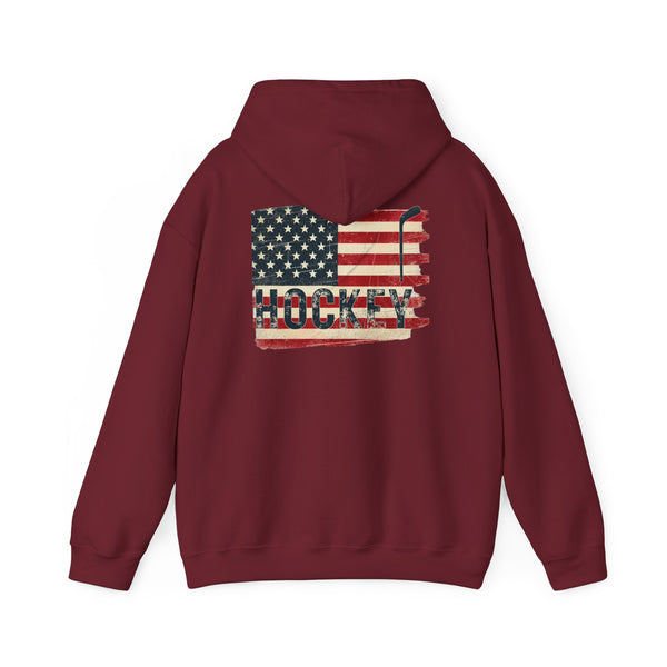 USA Hockey Sweatshirt Hoodie | Vintage American Flag Front & Back