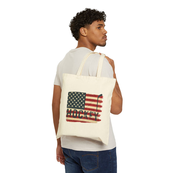 Vintage US Hockey Tote Bag | American Flag - Cotton Canvas