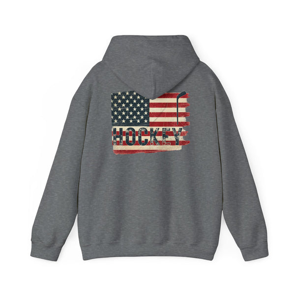 USA Hockey Sweatshirt Hoodie | Vintage American Flag Front & Back