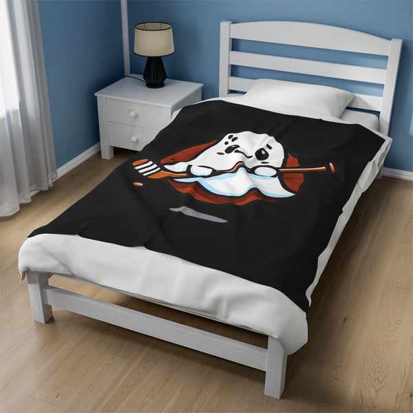 Hockey Ghost - Velveteen Plush Blanket