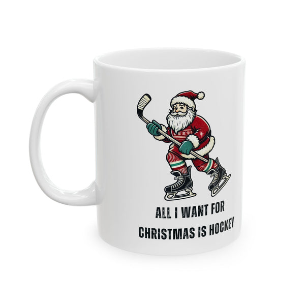 Christmas Hockey Santa Coffee Mug - 16 oz