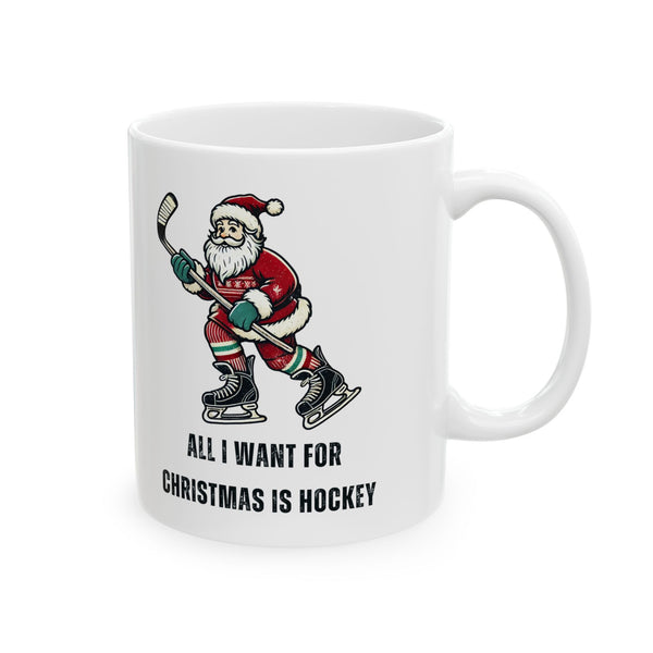 Christmas Hockey Santa Coffee Mug - 16 oz